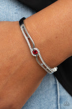 Load image into Gallery viewer, Top Shelf Shimmer - Silver with Red Accent Bracelet
