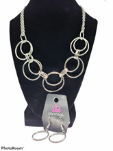 Load image into Gallery viewer, Silver Circle Necklace with Matching Earrings

