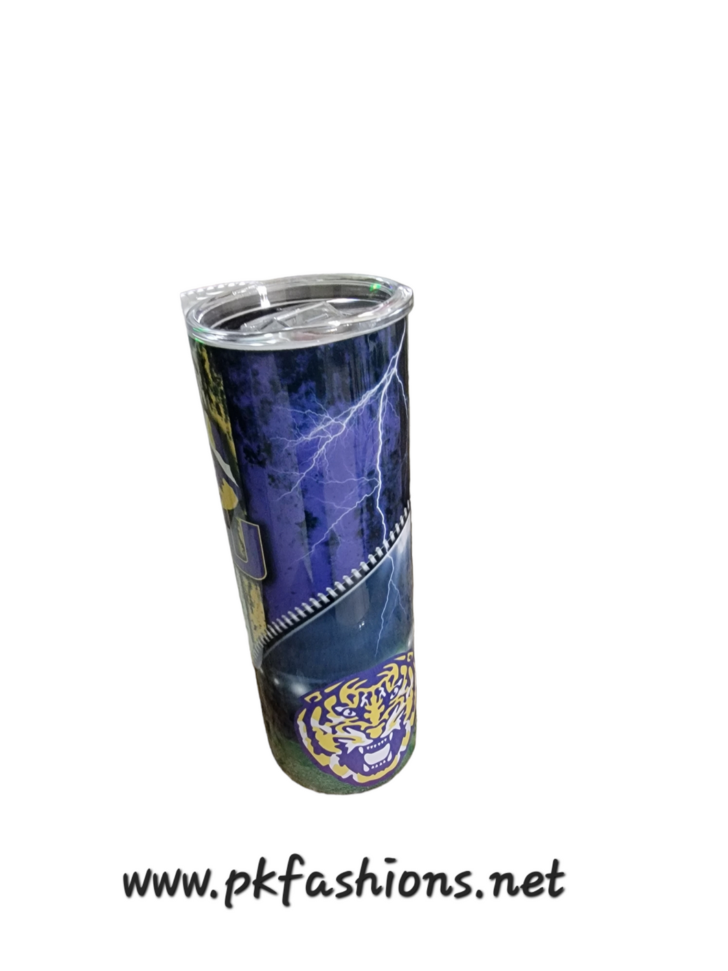 20 Oz Purple and Gold Tumbler with Metal Straw