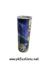 Load image into Gallery viewer, 20 Oz Purple and Gold Tumbler with Metal Straw

