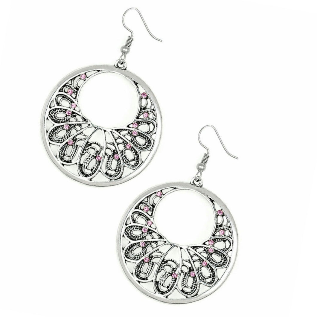 Silver Earrings with a hint of Pink