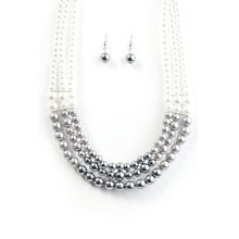 Load image into Gallery viewer, Pearl and Gray Necklace Set
