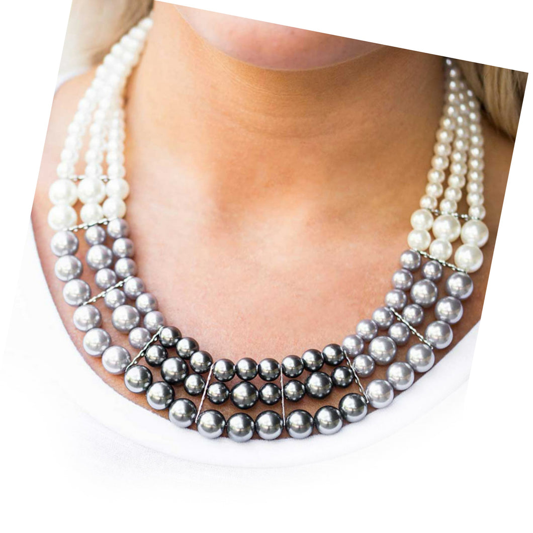 Pearl and Gray Necklace Set