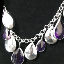 Load image into Gallery viewer, Purple and Silver Necklace Set
