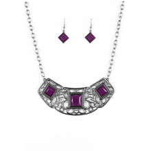Load image into Gallery viewer, Dark Purple and Silver Earring Set
