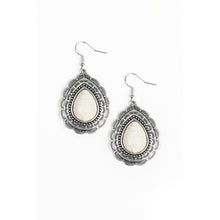 Load image into Gallery viewer, Cream and Silver Drop Earrings
