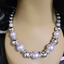 Load image into Gallery viewer, Pink, Silver and Rhinestone Necklace Set
