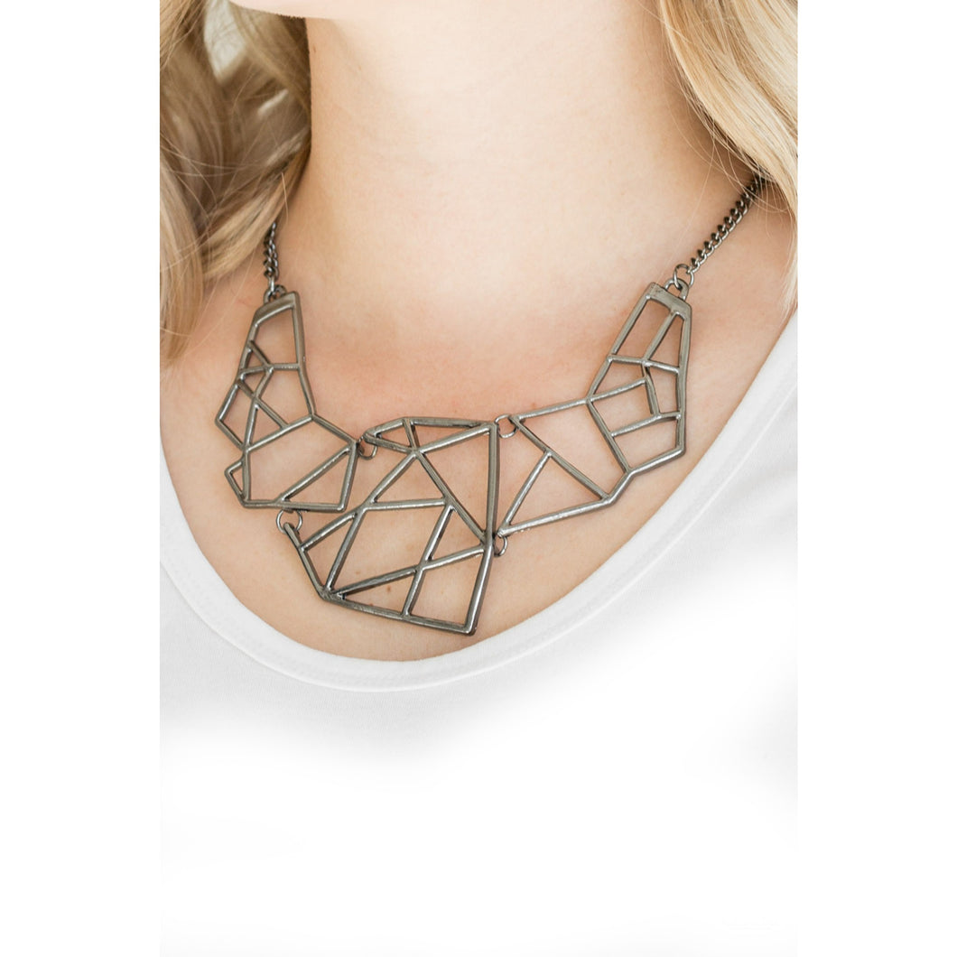 Geometric Silver Necklace Set