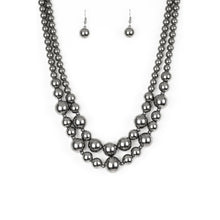 Load image into Gallery viewer, Gray Pearl Necklace and Earring Set

