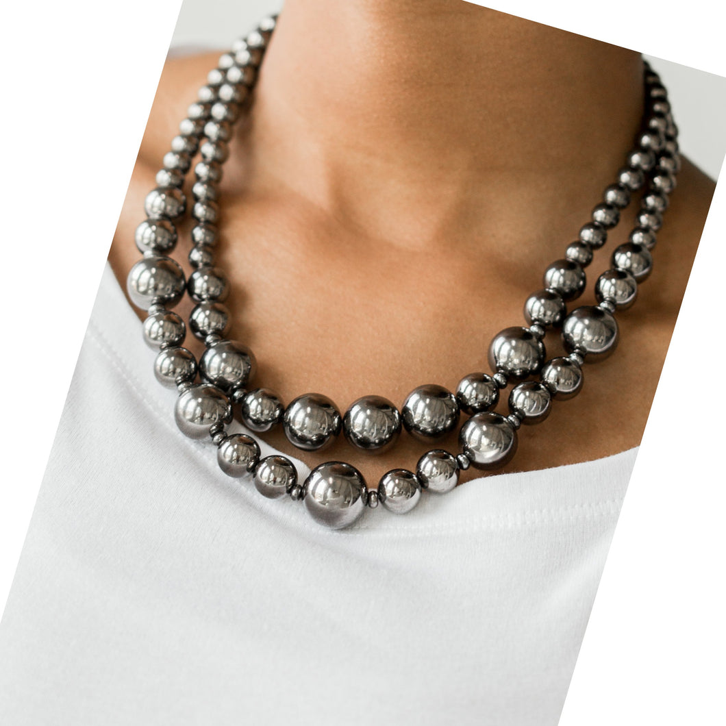 Gray Pearl Necklace and Earring Set