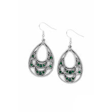 Load image into Gallery viewer, Silver Earrings with Green Accent
