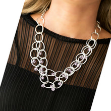 Load image into Gallery viewer, Silver Necklace with light Pink Accent Rhinestones
