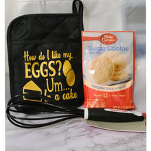 Load image into Gallery viewer, Custom Pot Holder Kitchen Set-Black &quot;How Do I like my Eggs?&quot;
