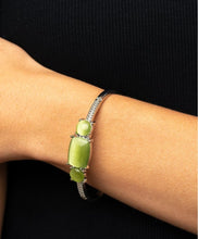 Load image into Gallery viewer, Lime Green and Silver Open Cuff Bracelet
